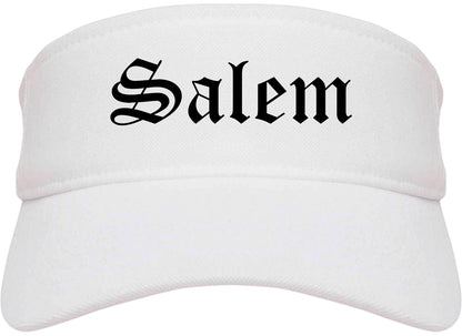 Salem Indiana IN Old English Mens Visor Cap Hat White