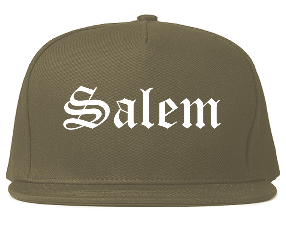 Salem Massachusetts MA Old English Mens Snapback Hat Grey