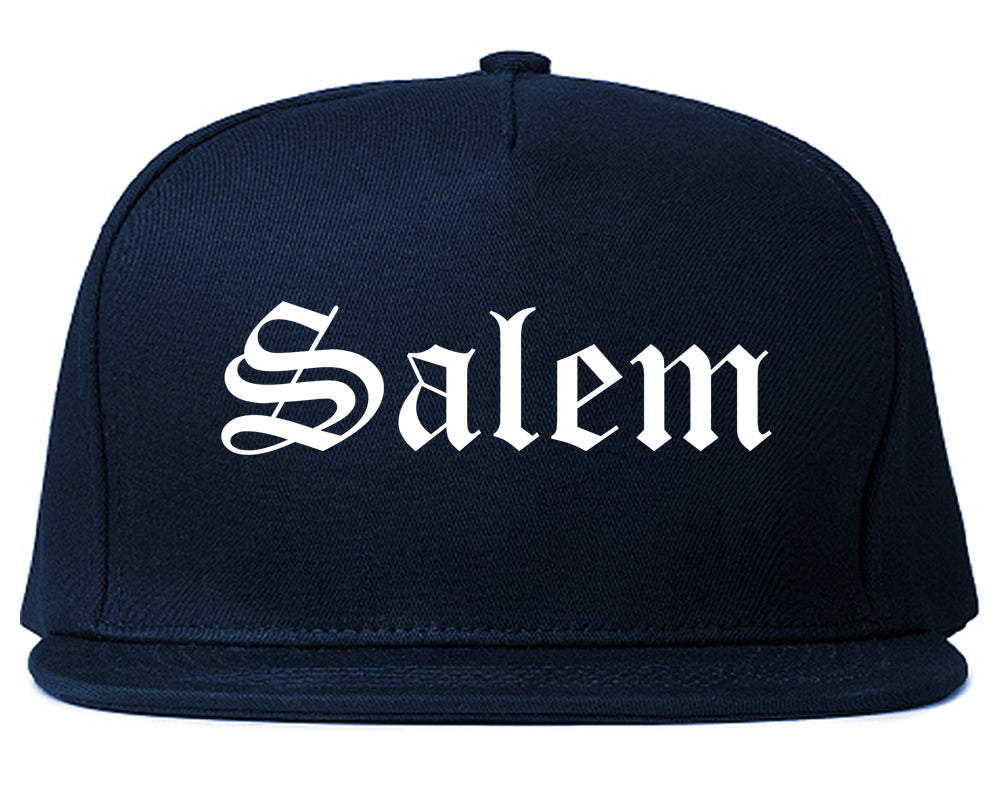 Salem Massachusetts MA Old English Mens Snapback Hat Navy Blue