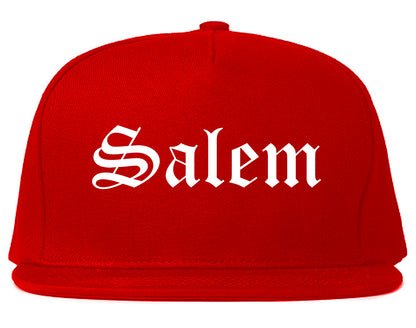 Salem Massachusetts MA Old English Mens Snapback Hat Red