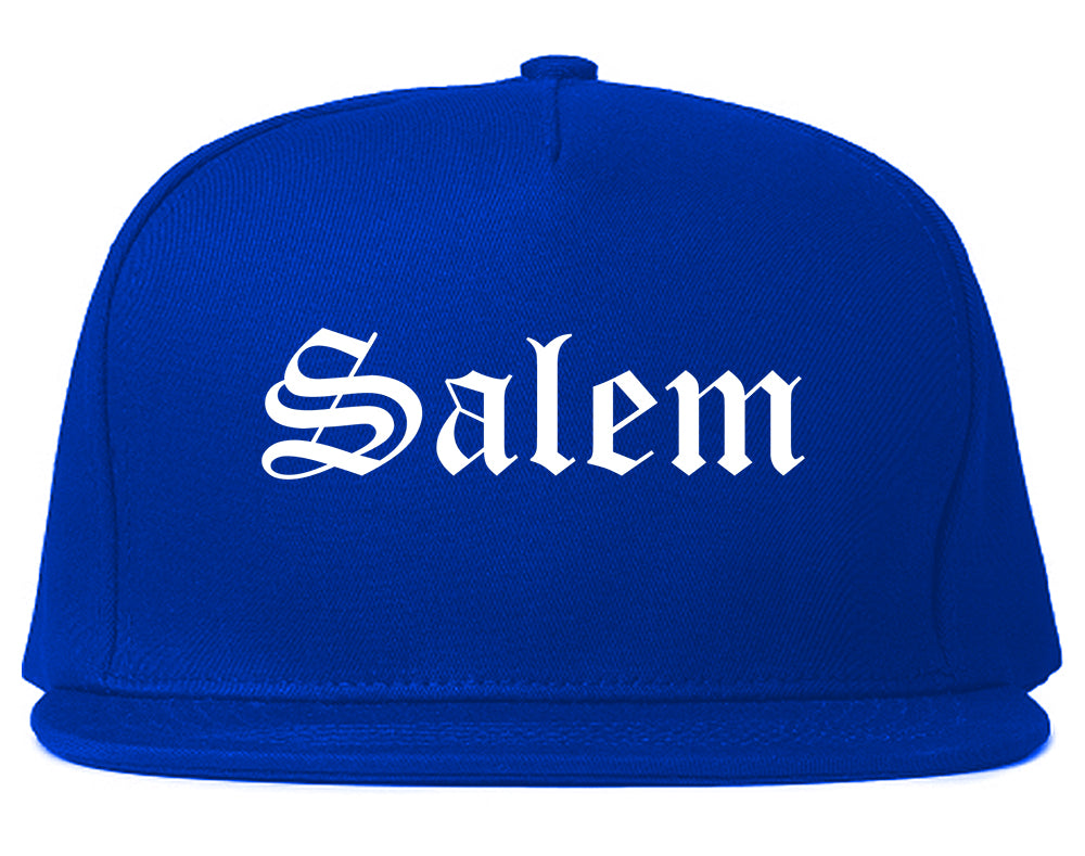 Salem Massachusetts MA Old English Mens Snapback Hat Royal Blue