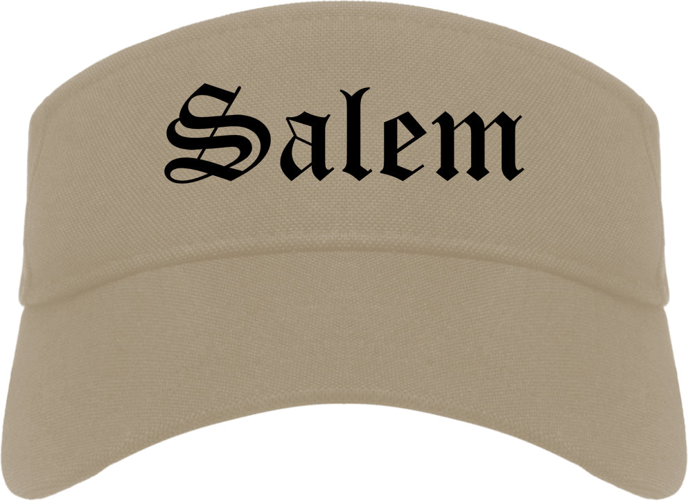 Salem Massachusetts MA Old English Mens Visor Cap Hat Khaki