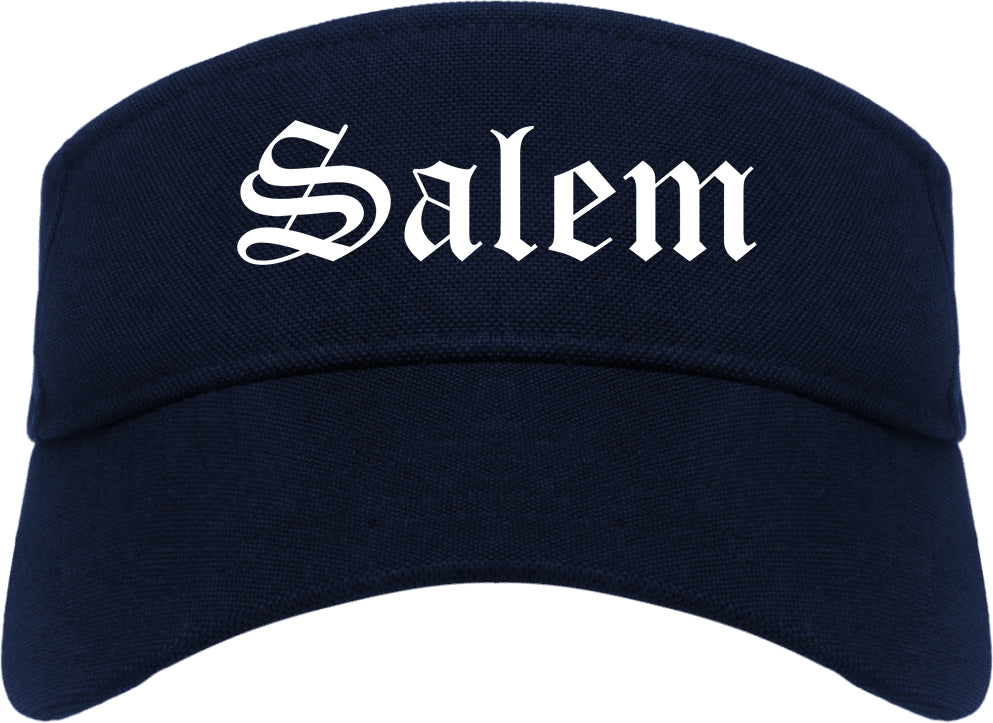 Salem Massachusetts MA Old English Mens Visor Cap Hat Navy Blue