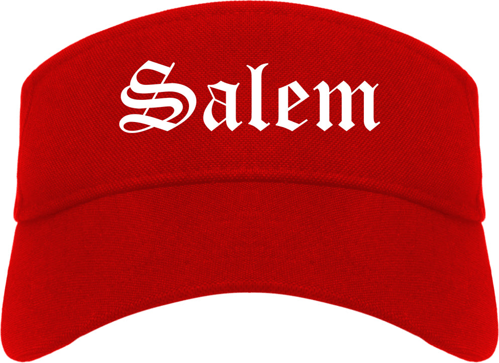 Salem Massachusetts MA Old English Mens Visor Cap Hat Red