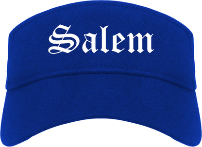 Salem Massachusetts MA Old English Mens Visor Cap Hat Royal Blue