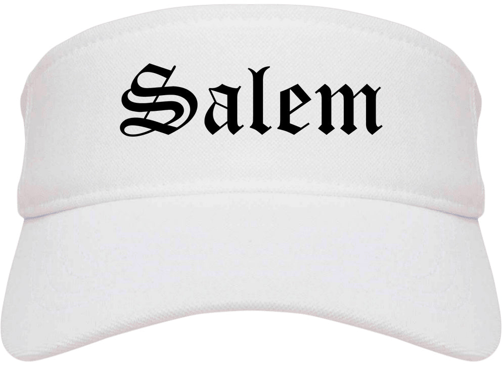 Salem Massachusetts MA Old English Mens Visor Cap Hat White