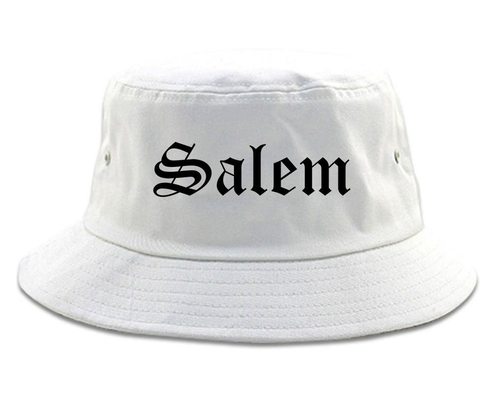 Salem Ohio OH Old English Mens Bucket Hat White