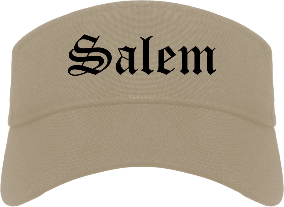 Salem Utah UT Old English Mens Visor Cap Hat Khaki