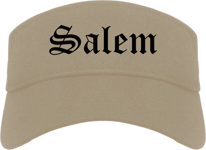 Salem Utah UT Old English Mens Visor Cap Hat Khaki