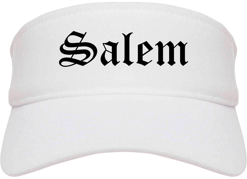 Salem Utah UT Old English Mens Visor Cap Hat White