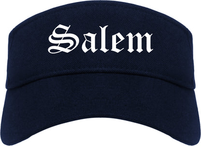 Salem Virginia VA Old English Mens Visor Cap Hat Navy Blue