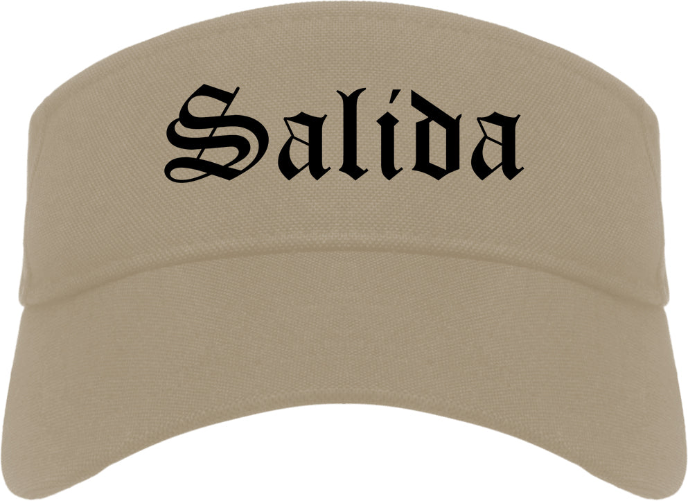 Salida Colorado CO Old English Mens Visor Cap Hat Khaki