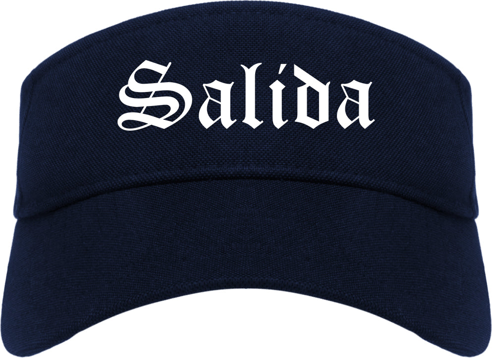 Salida Colorado CO Old English Mens Visor Cap Hat Navy Blue