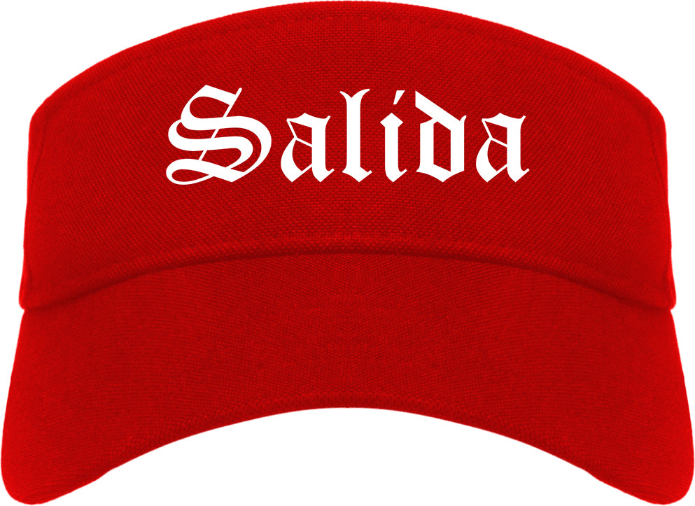 Salida Colorado CO Old English Mens Visor Cap Hat Red