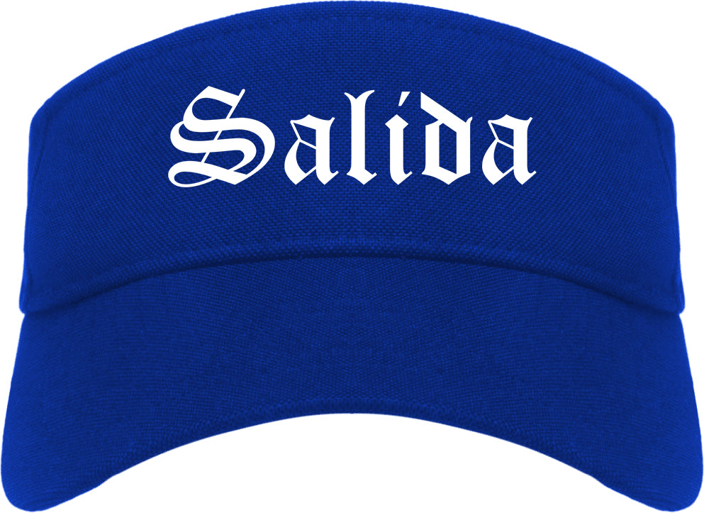 Salida Colorado CO Old English Mens Visor Cap Hat Royal Blue