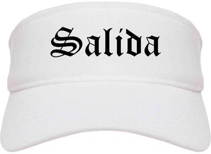 Salida Colorado CO Old English Mens Visor Cap Hat White
