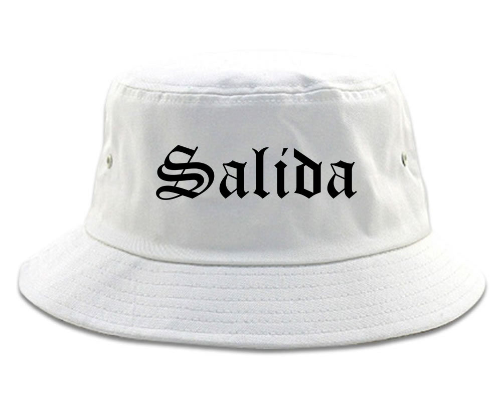 Salida Colorado CO Old English Mens Bucket Hat White