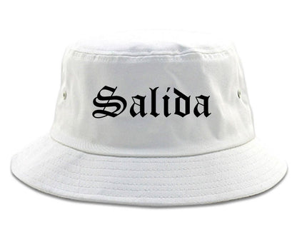 Salida Colorado CO Old English Mens Bucket Hat White