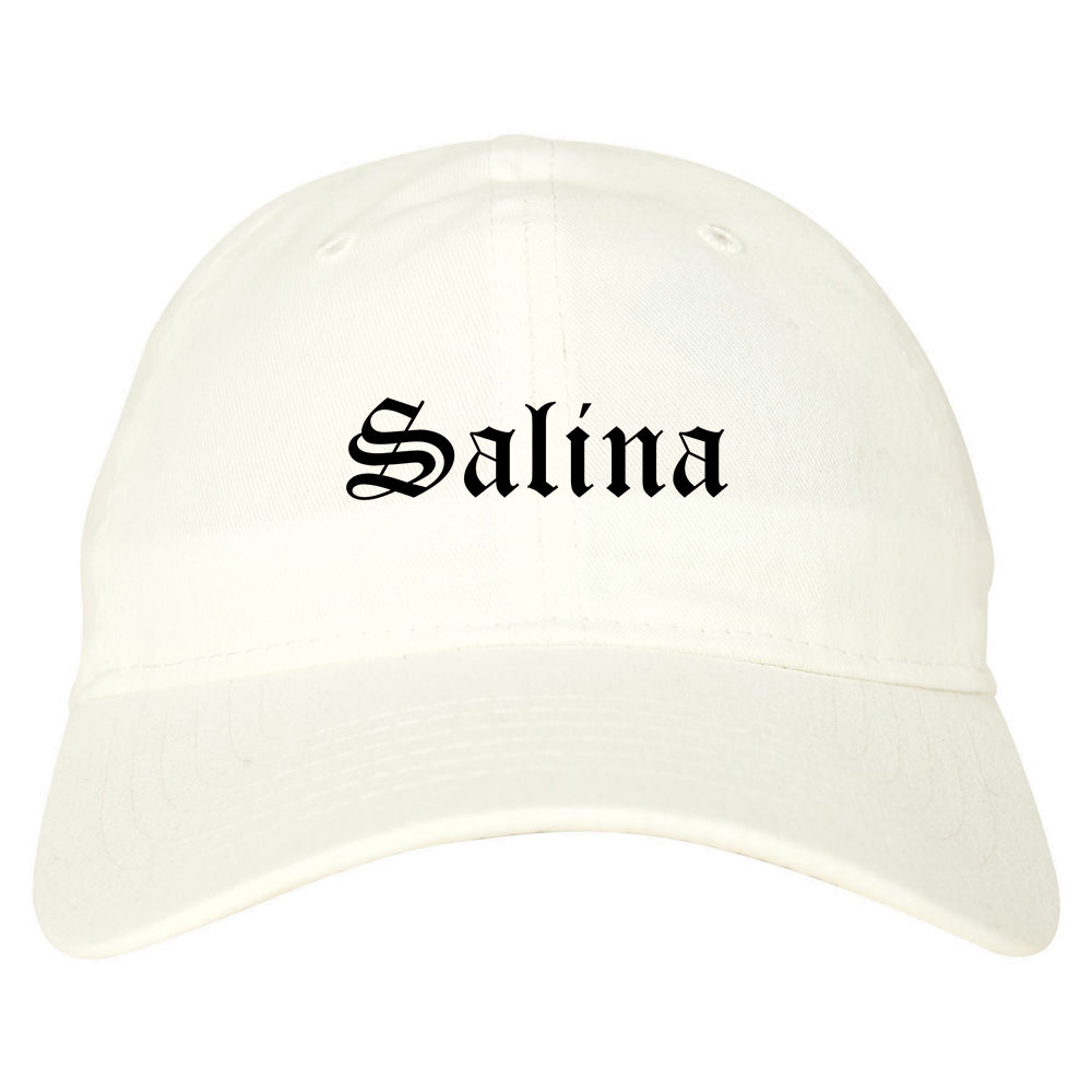Salina Kansas KS Old English Mens Dad Hat Baseball Cap White