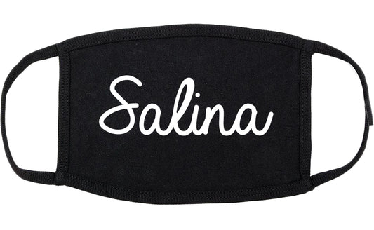 Salina Kansas KS Script Cotton Face Mask Black