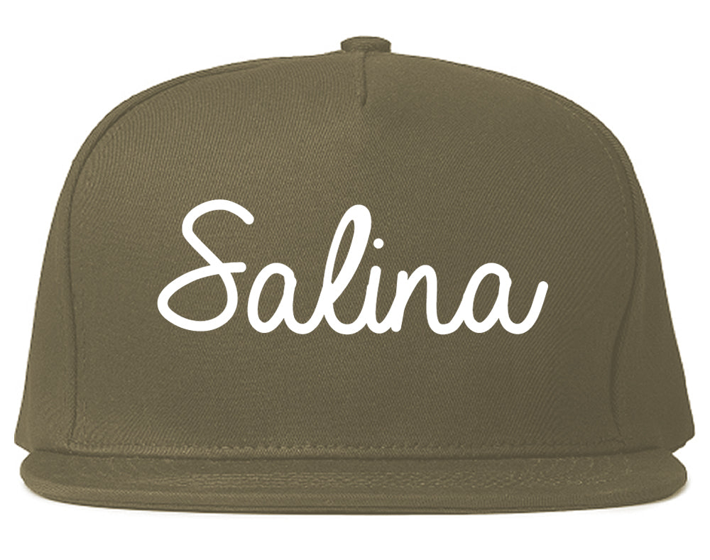 Salina Kansas KS Script Mens Snapback Hat Grey