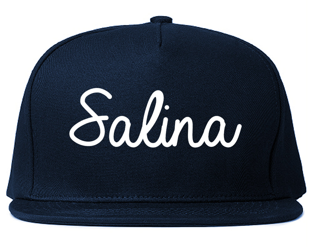 Salina Kansas KS Script Mens Snapback Hat Navy Blue