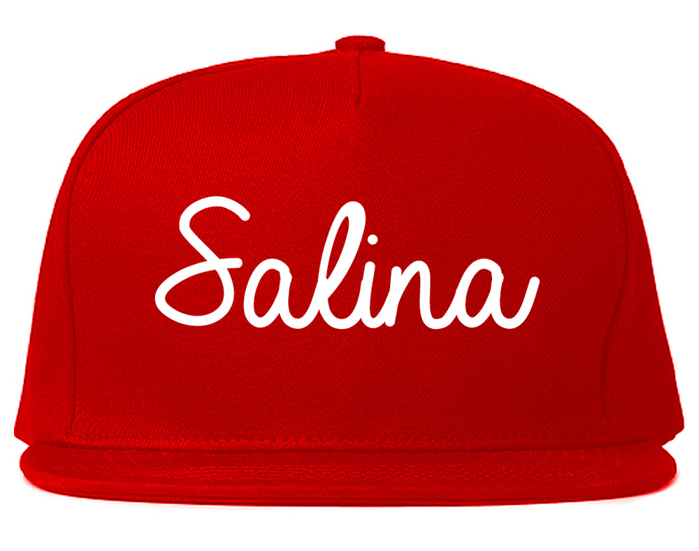 Salina Kansas KS Script Mens Snapback Hat Red