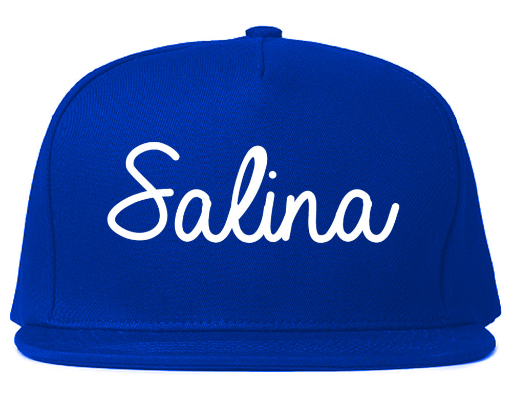 Salina Kansas KS Script Mens Snapback Hat Royal Blue