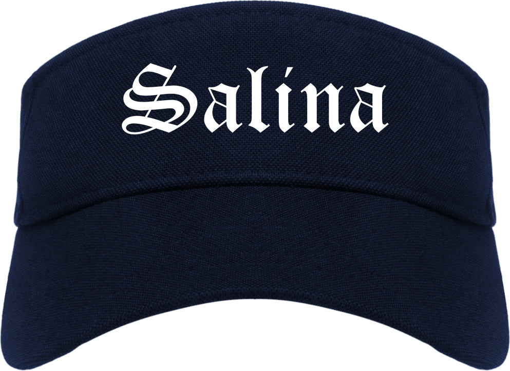 Salina Kansas KS Old English Mens Visor Cap Hat Navy Blue