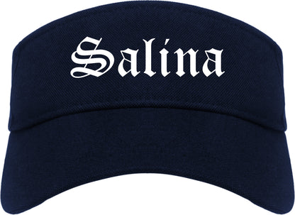 Salina Kansas KS Old English Mens Visor Cap Hat Navy Blue