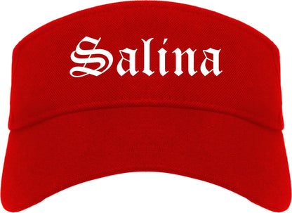 Salina Kansas KS Old English Mens Visor Cap Hat Red