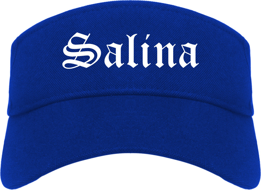 Salina Kansas KS Old English Mens Visor Cap Hat Royal Blue