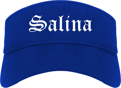 Salina Kansas KS Old English Mens Visor Cap Hat Royal Blue