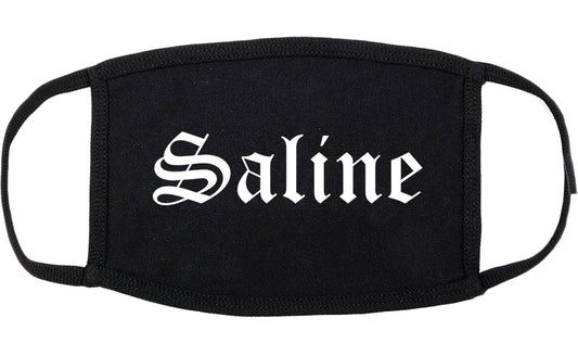 Saline Michigan MI Old English Cotton Face Mask Black