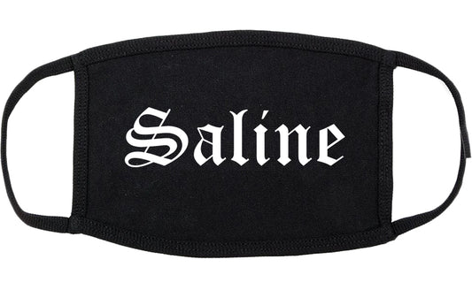 Saline Michigan MI Old English Cotton Face Mask Black