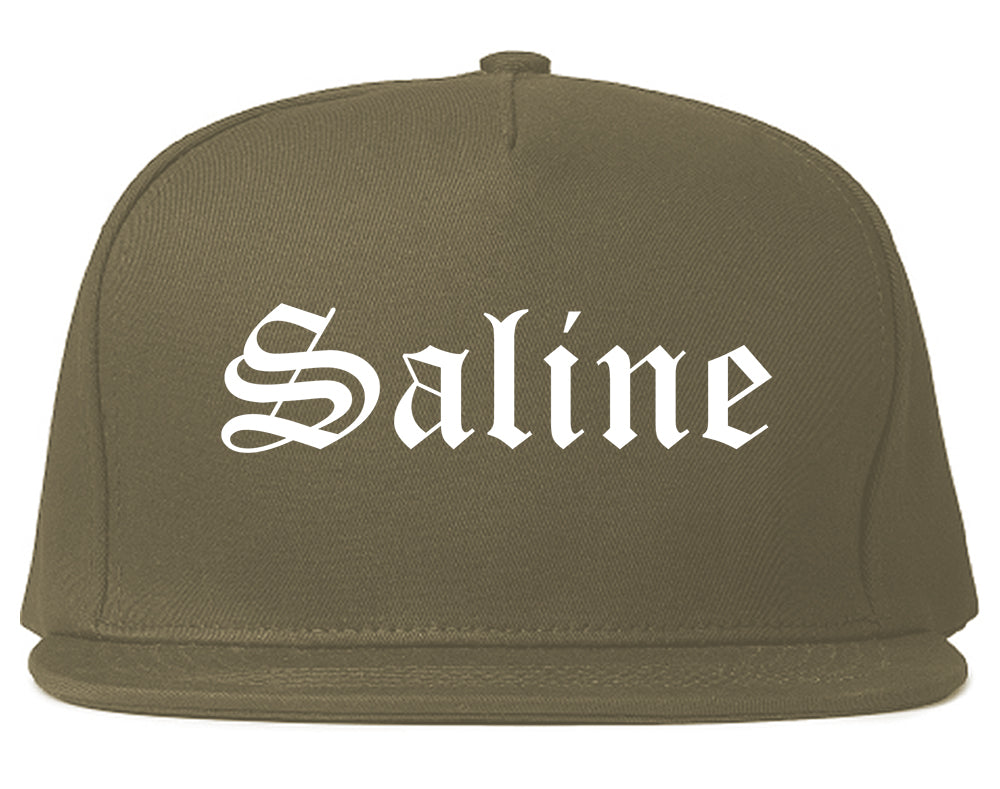 Saline Michigan MI Old English Mens Snapback Hat Grey