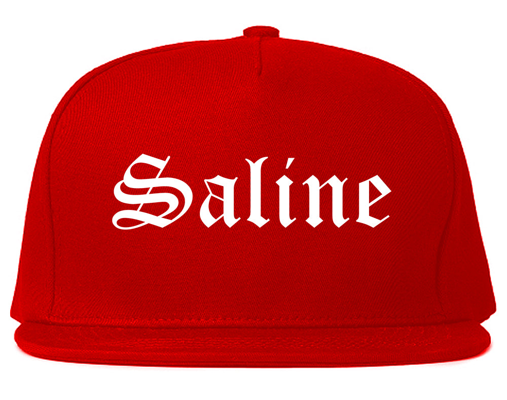 Saline Michigan MI Old English Mens Snapback Hat Red