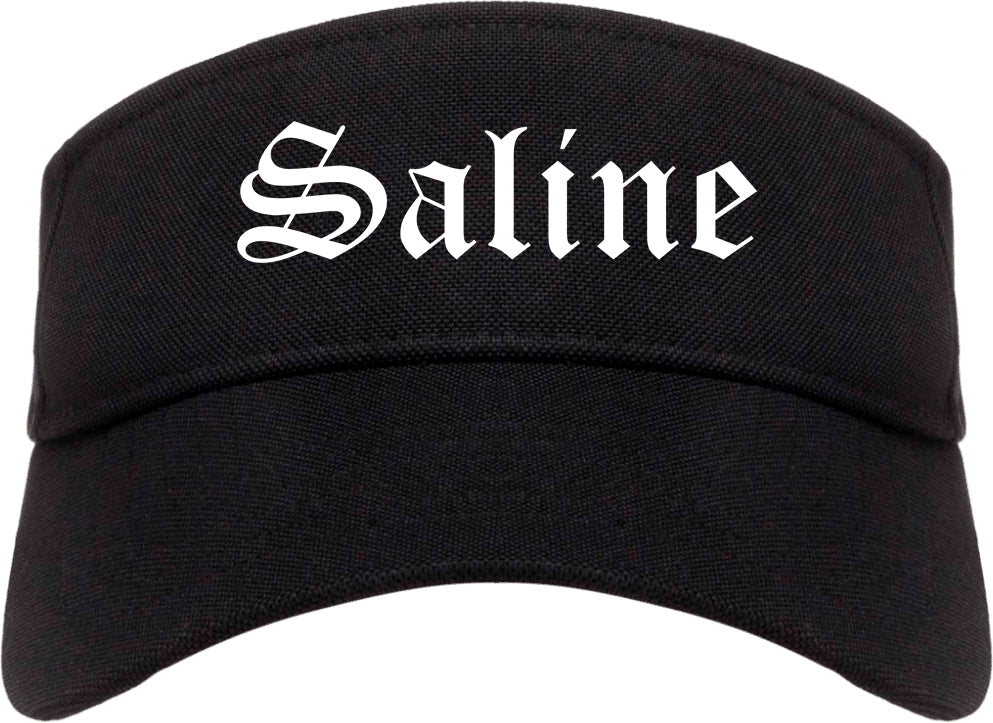 Saline Michigan MI Old English Mens Visor Cap Hat Black