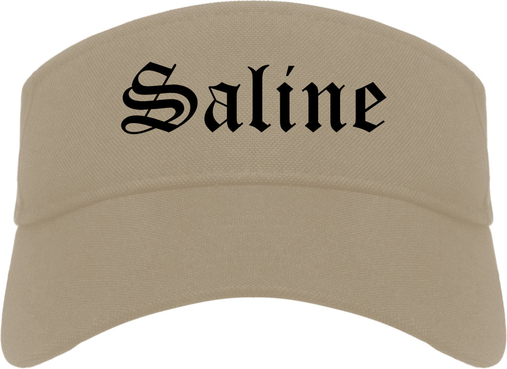 Saline Michigan MI Old English Mens Visor Cap Hat Khaki