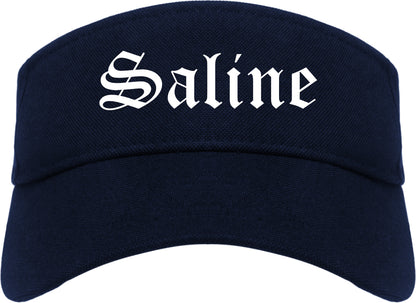 Saline Michigan MI Old English Mens Visor Cap Hat Navy Blue