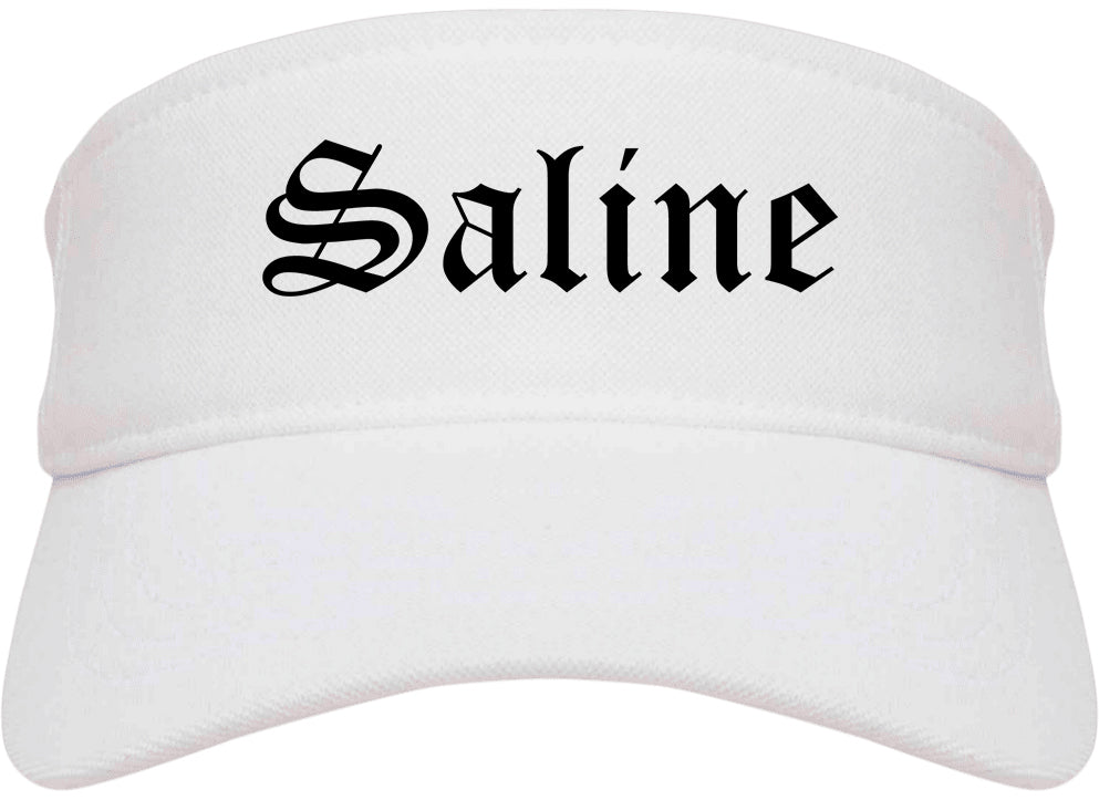 Saline Michigan MI Old English Mens Visor Cap Hat White