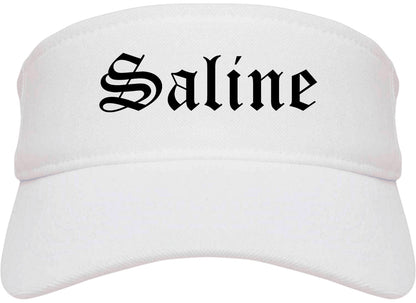 Saline Michigan MI Old English Mens Visor Cap Hat White