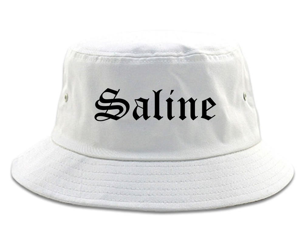 Saline Michigan MI Old English Mens Bucket Hat White
