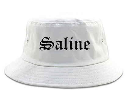 Saline Michigan MI Old English Mens Bucket Hat White