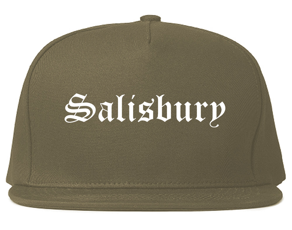Salisbury North Carolina NC Old English Mens Snapback Hat Grey