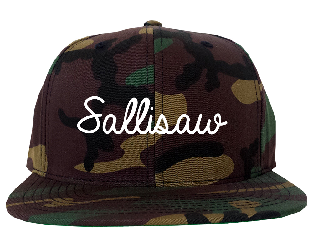 Sallisaw Oklahoma OK Script Mens Snapback Hat Army Camo