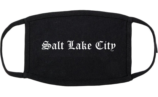 Salt Lake City Utah UT Old English Cotton Face Mask Black