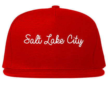 Salt Lake City Utah UT Script Mens Snapback Hat Red