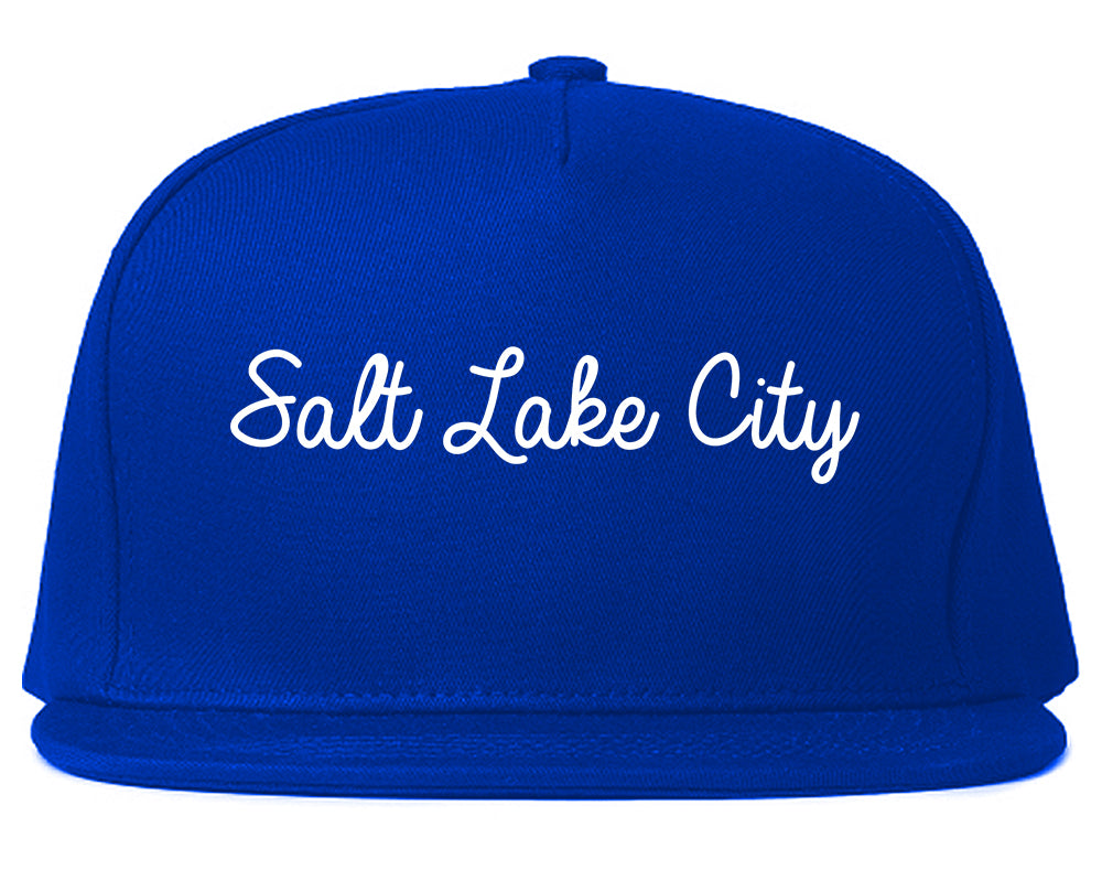 Salt Lake City Utah UT Script Mens Snapback Hat Royal Blue