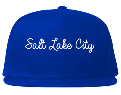 Salt Lake City Utah UT Script Mens Snapback Hat Royal Blue